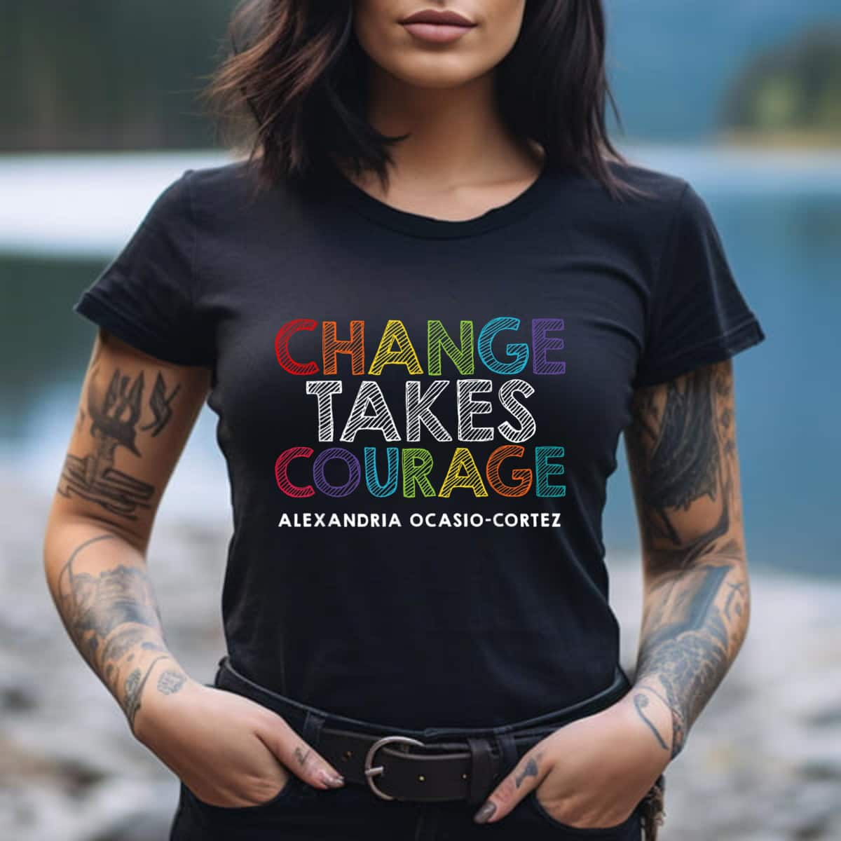 Strong Women Change Takes Courage Feminist Girl Power T-Shirt