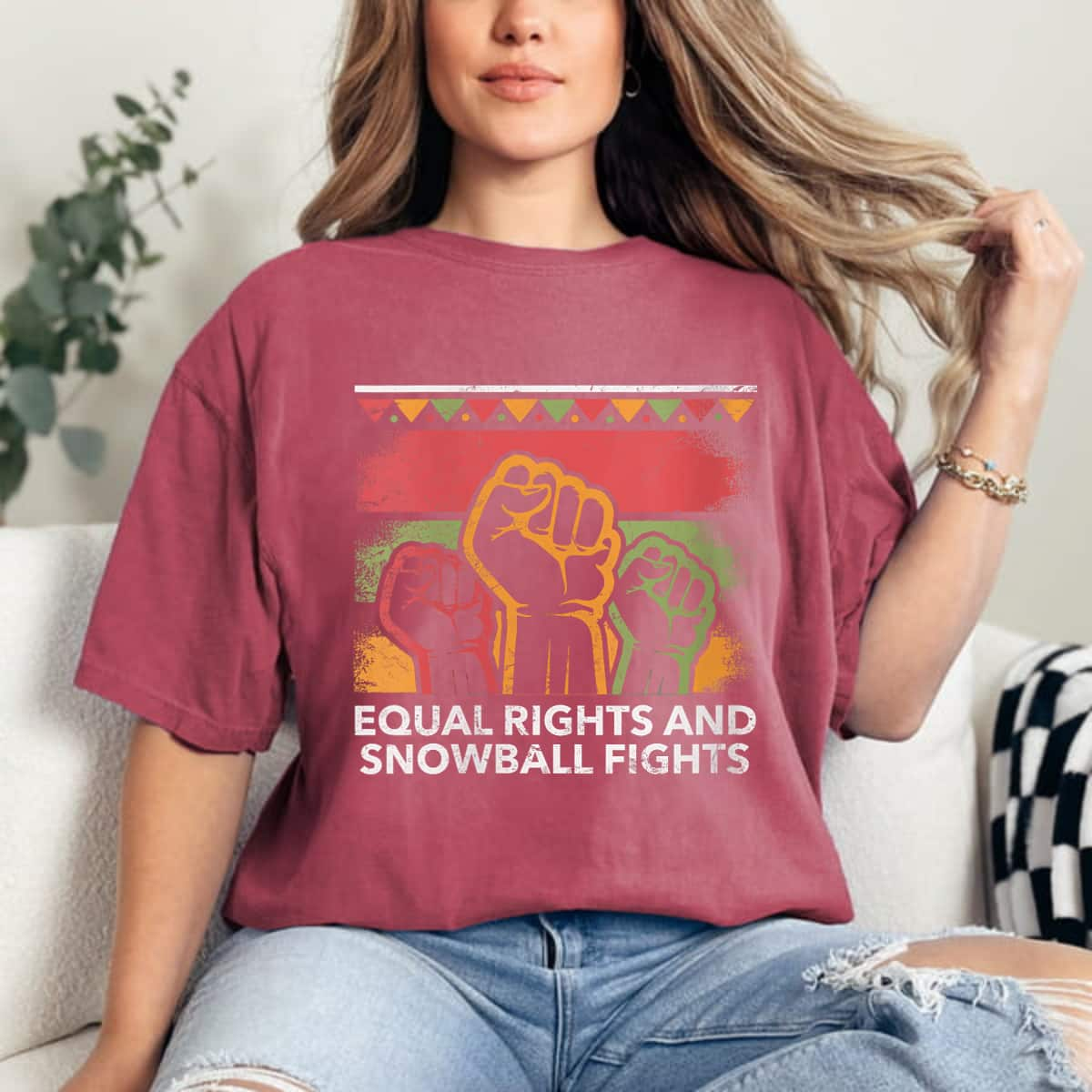 Womens Equal Rights And Snowball Fights Social Justice Human Rights T-Shirt