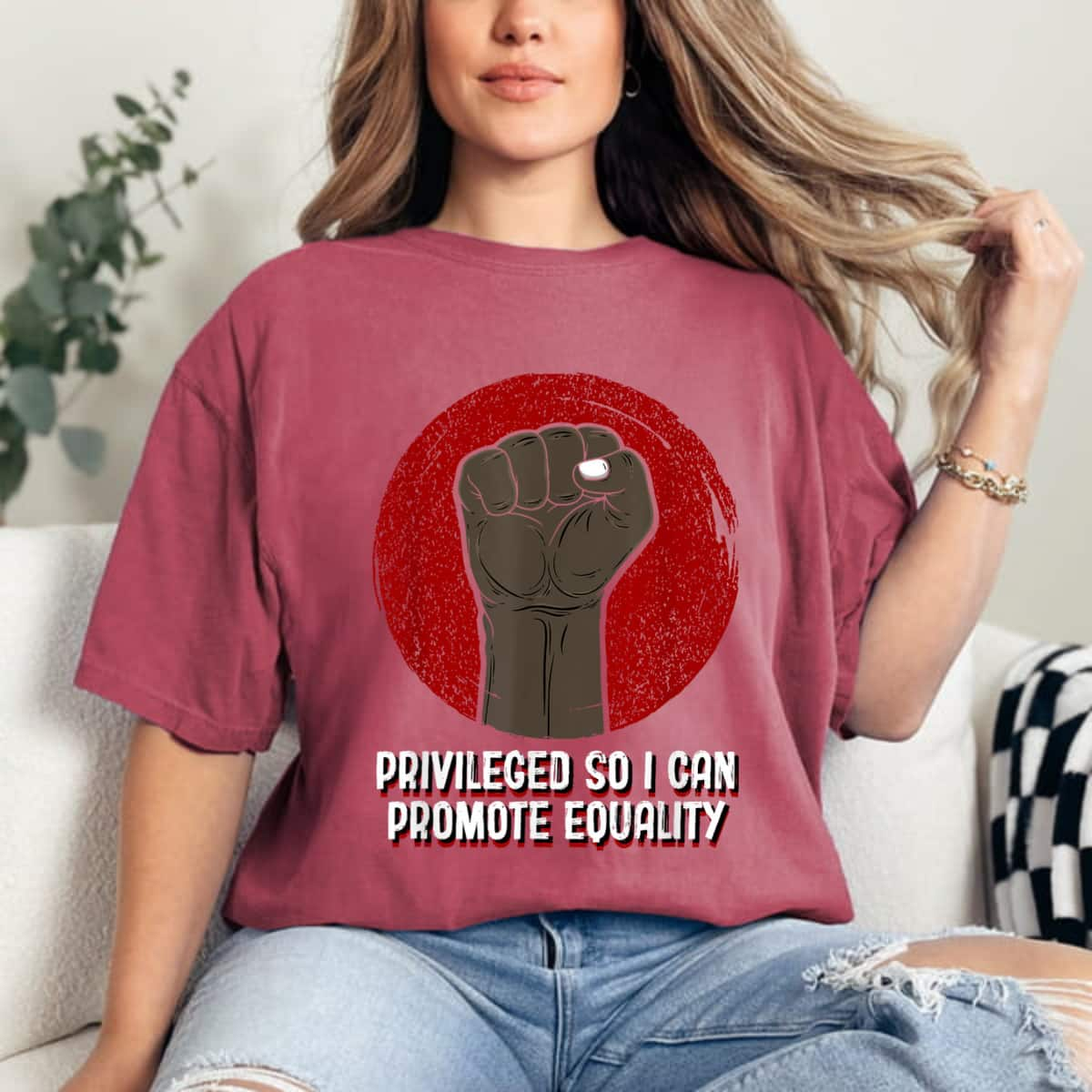 Privileged So I Can Promote Equality Humanity Anti Racist T-Shirt