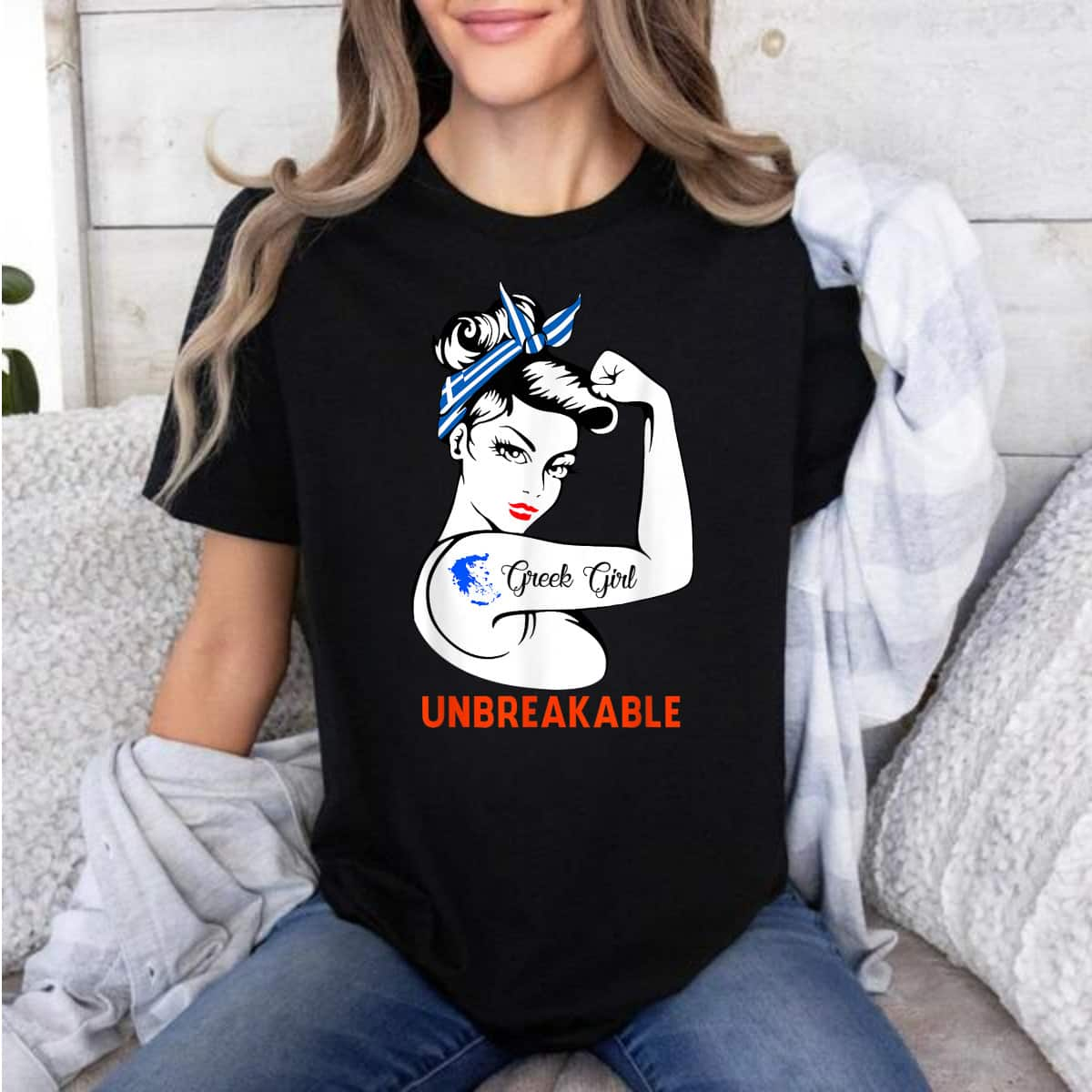 Strong Women Rosie The Riveter Greek Girl Unbreakable T-Shirt