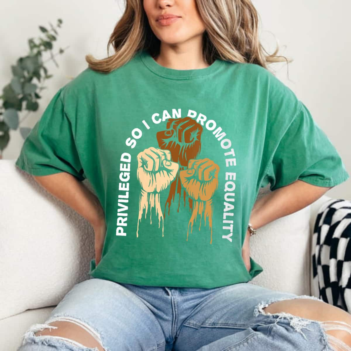 Womens Privileged So I Can Promote Equality Anti Racist T-Shirt