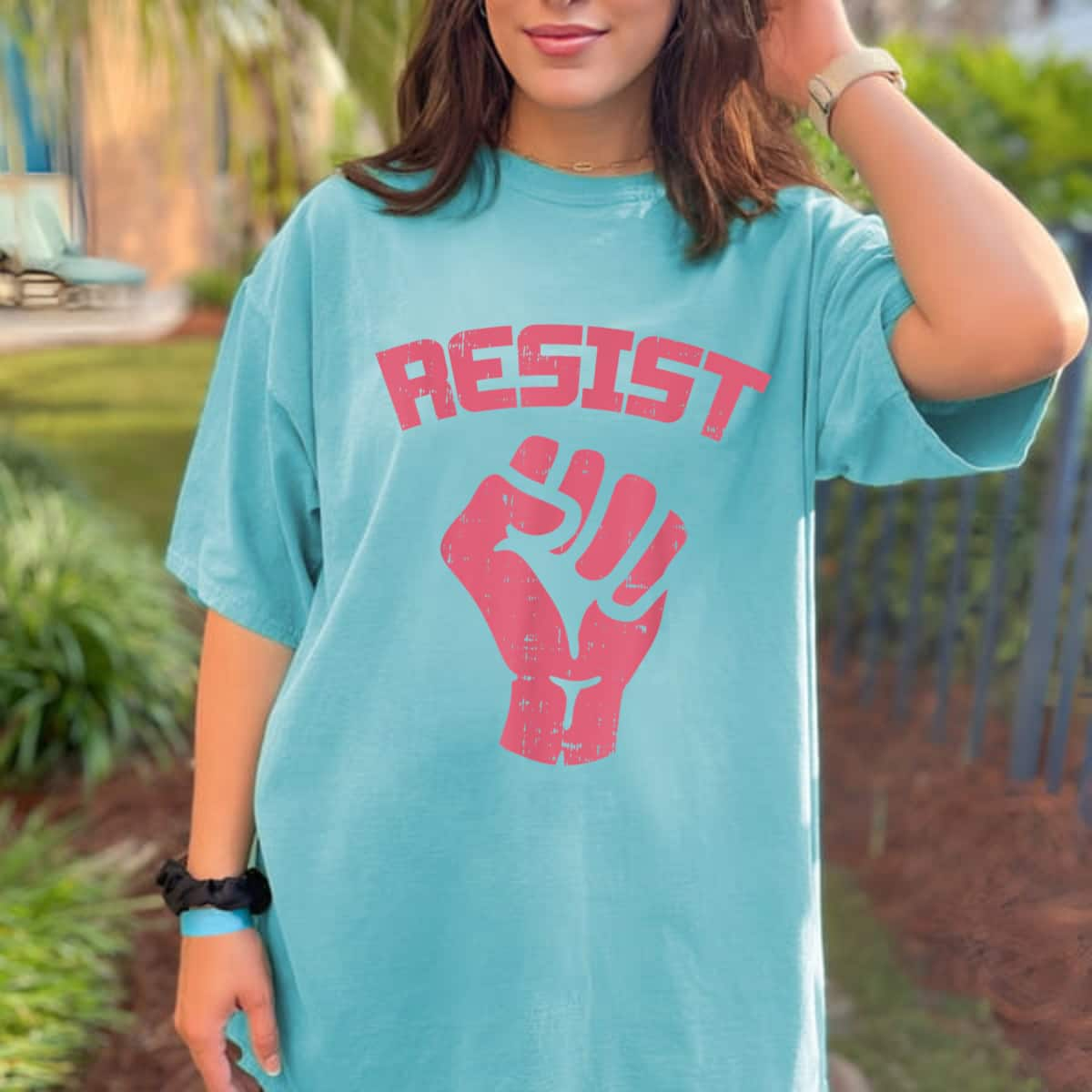 Strong Women Pink Fist Resist Feminist Girl Power T-Shirt