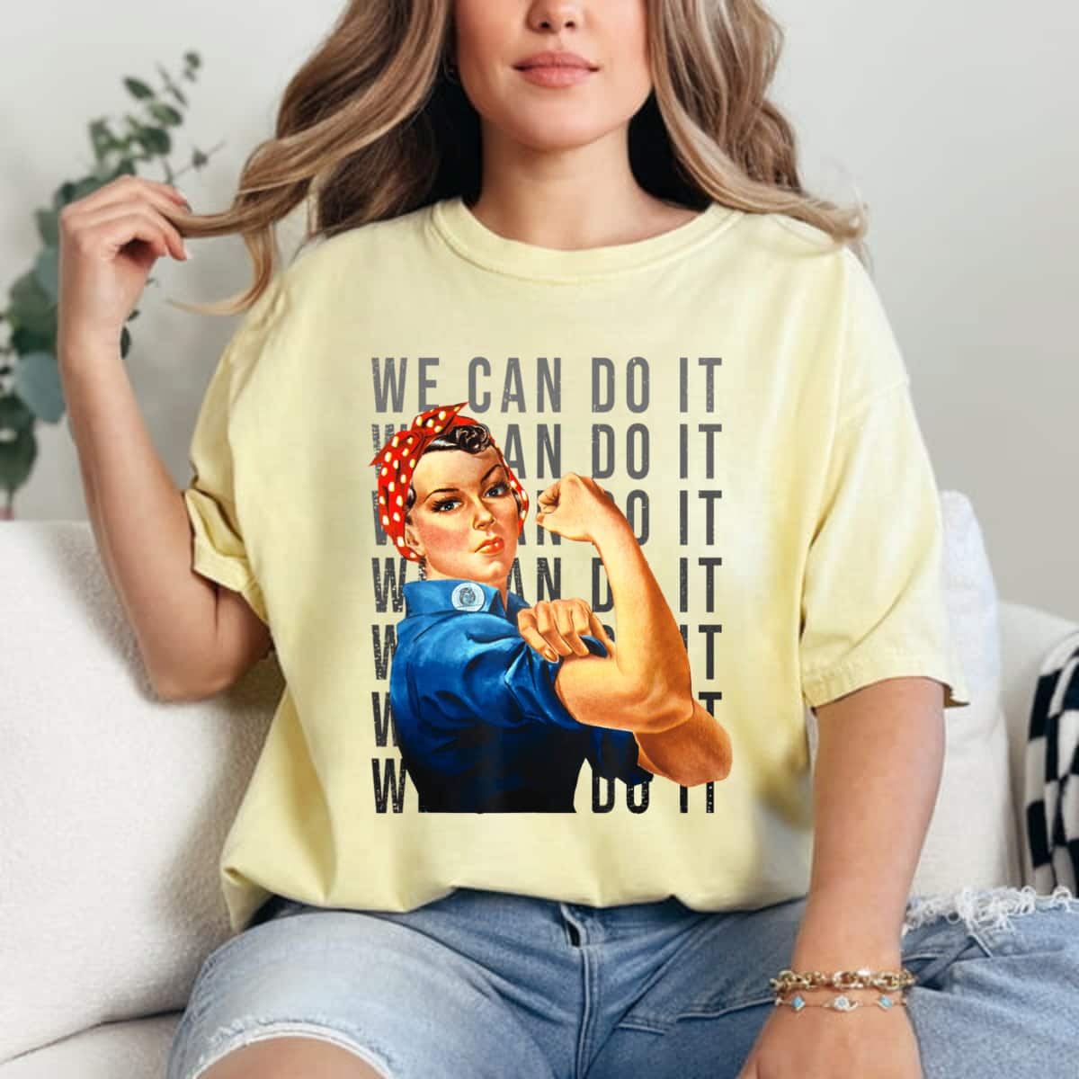 Strong Women We Can Do It Roise The Riveter International Woman's Day Feminist T-Shirt