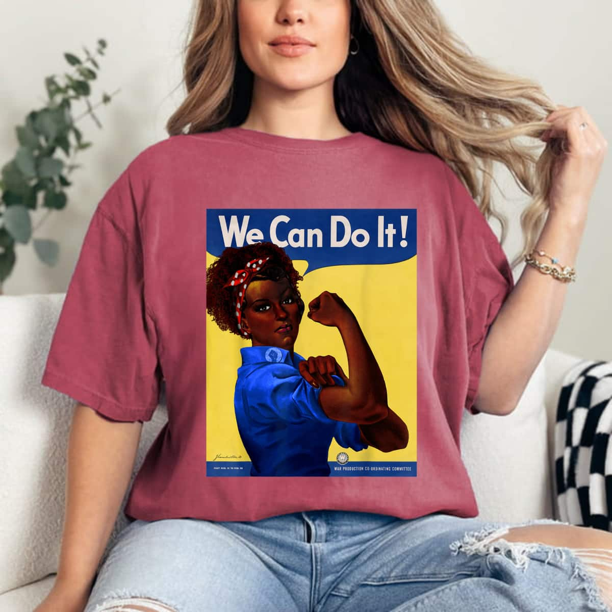 Strong Women Black Rosie The Riveter Girl Power Feminist T-Shirt