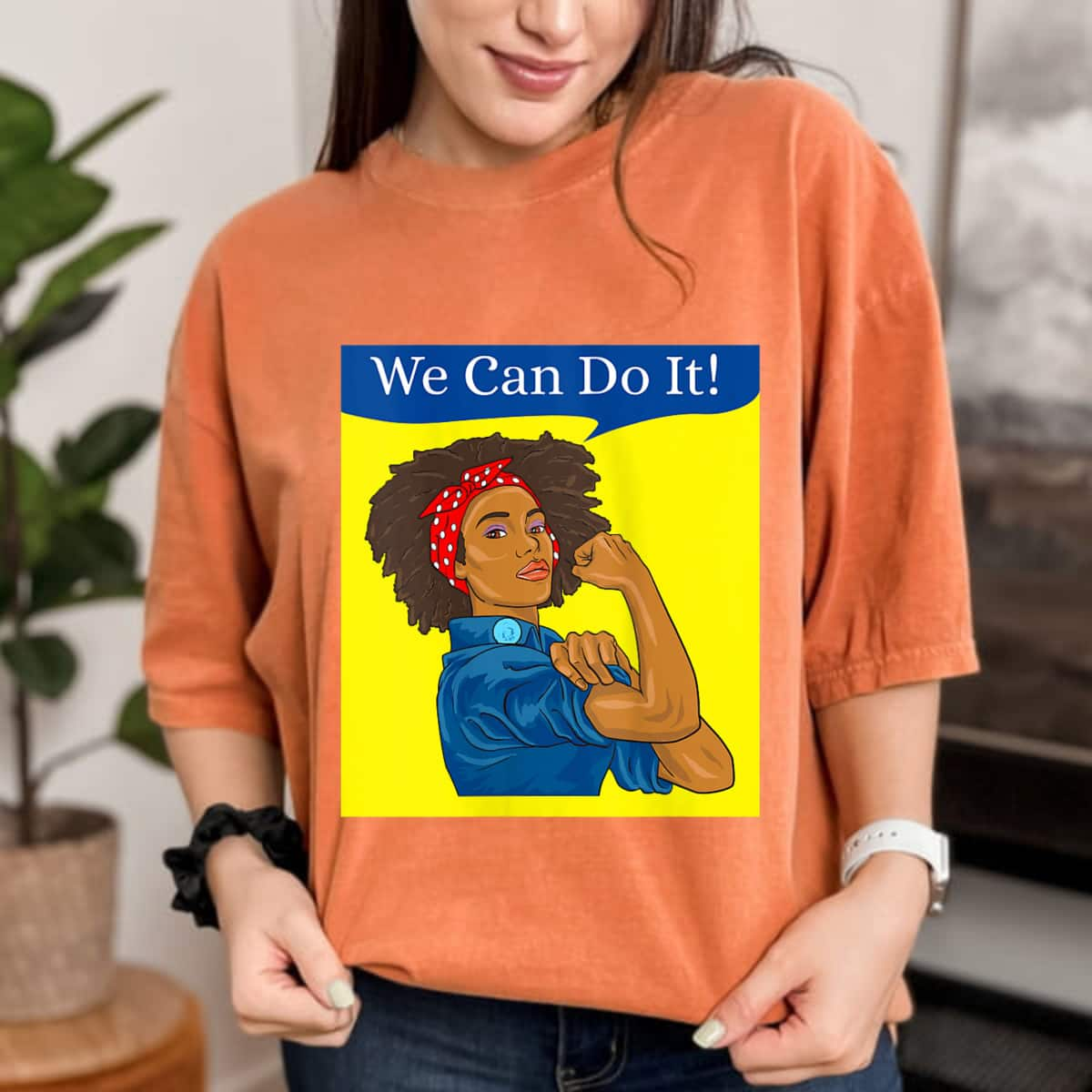 Strong Women Black Rosie The Riveter We Can Do It Feminist Girl Power T-Shirt