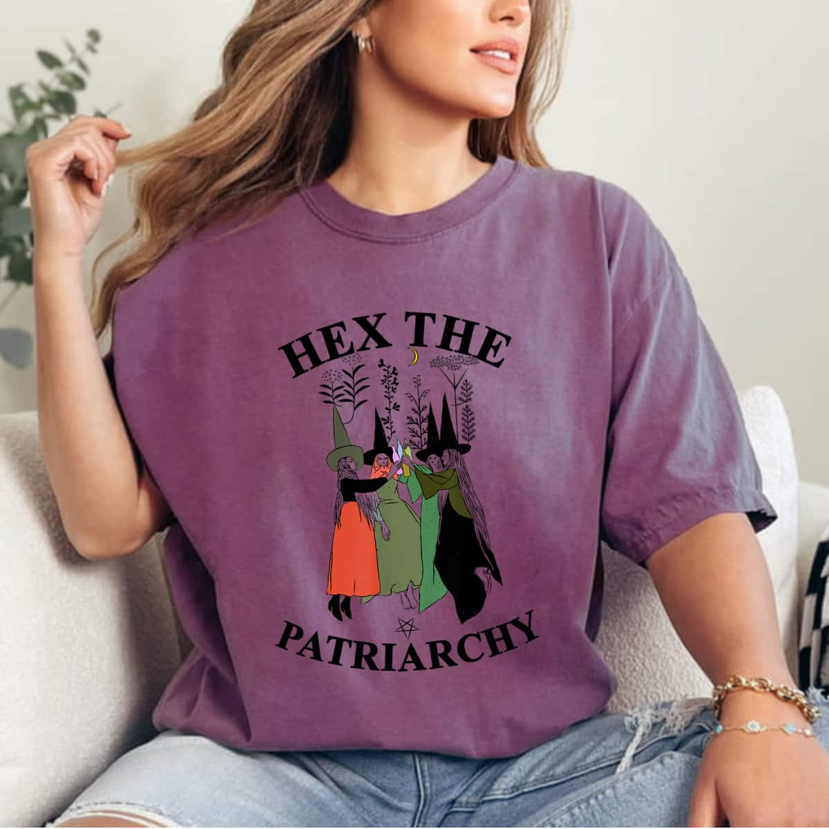 Strong Women Hex The Patriarchy Halloween Witches T-Shirt