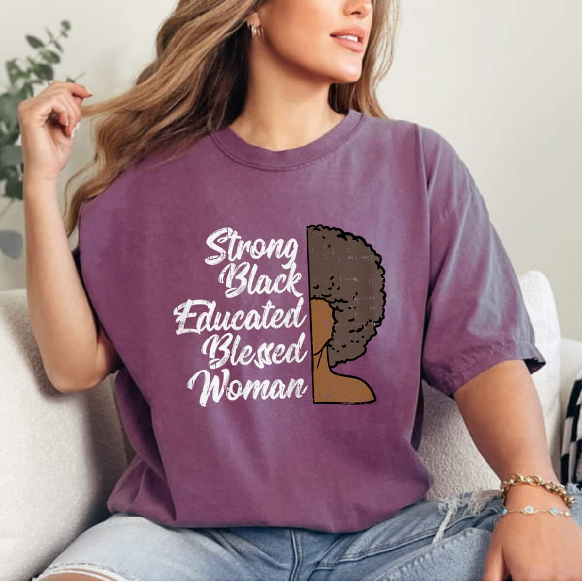 Strong Women Black Educated Blessed Empowerment Feminist T-Shirt