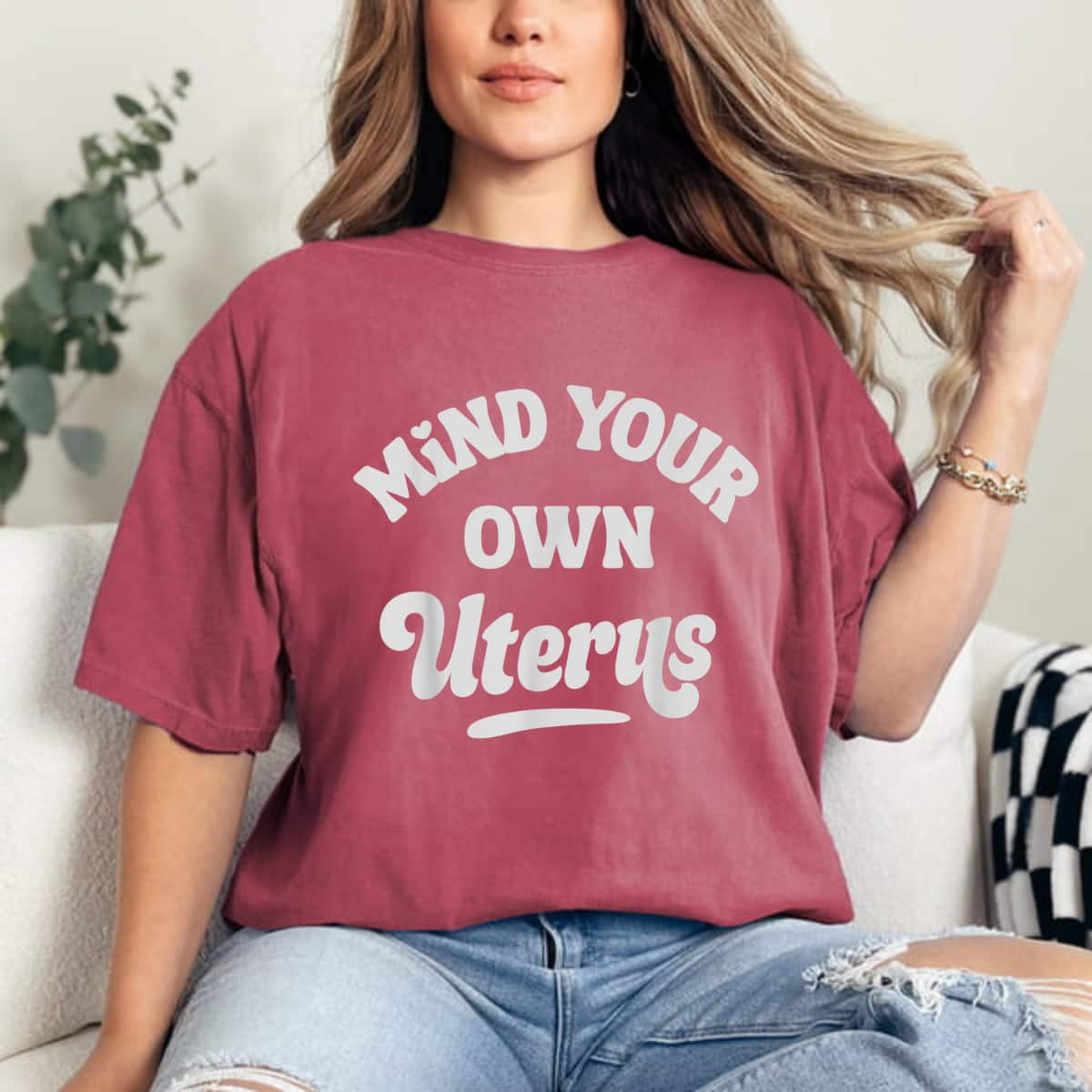 Strong Women Mind Your Own Uterus Vintage T-Shirt