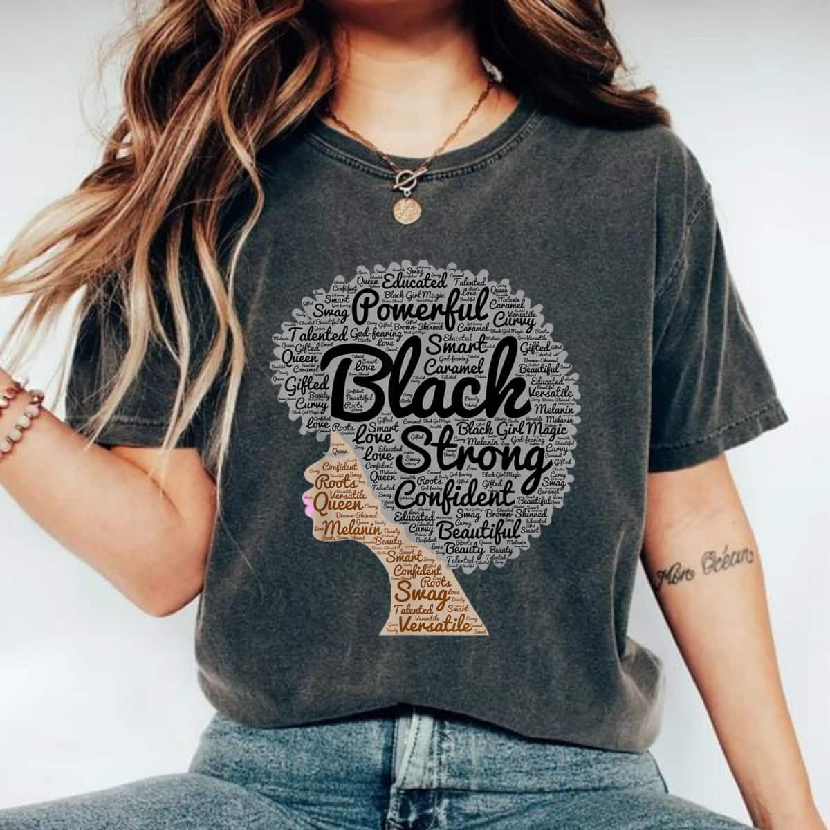 Strong Women Natural Hair Black T-Shirt