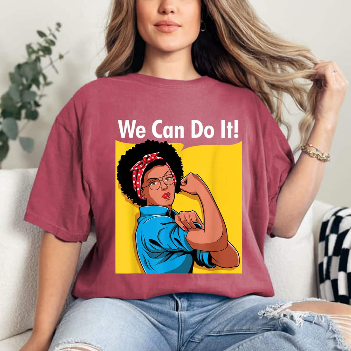 Strong Women Black Rosie The Riveter We Can Do It Retro T-Shirt