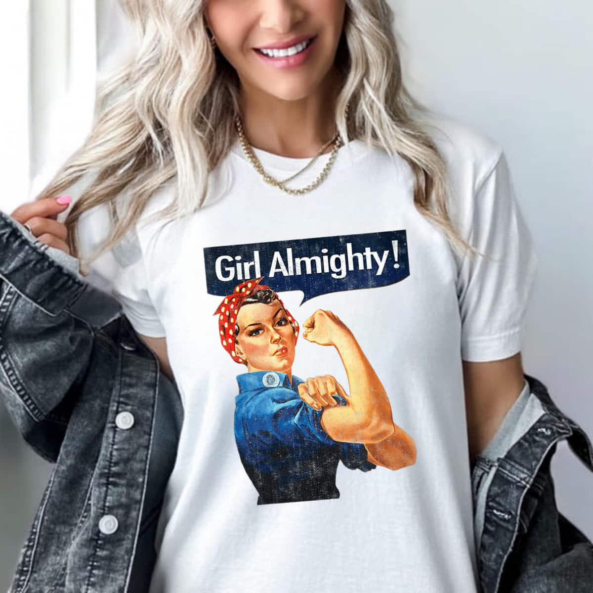 Strong Women Girl Almighty Rosie The Riveter Vintage T-Shirt