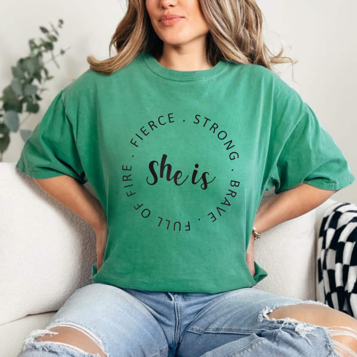 Strong Women She Is Strong Brave Full Of Fire Fierce T-Shirt