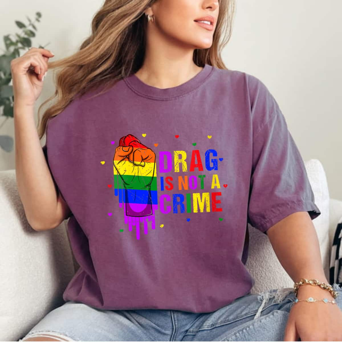 Womens Cool Drag Queen LGBTQ Equality Pride Drag Is Not A Crime T-Shirt