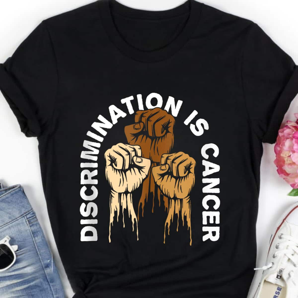 Discrimination Is Cancer Anti Racist Race Equality T-Shirt