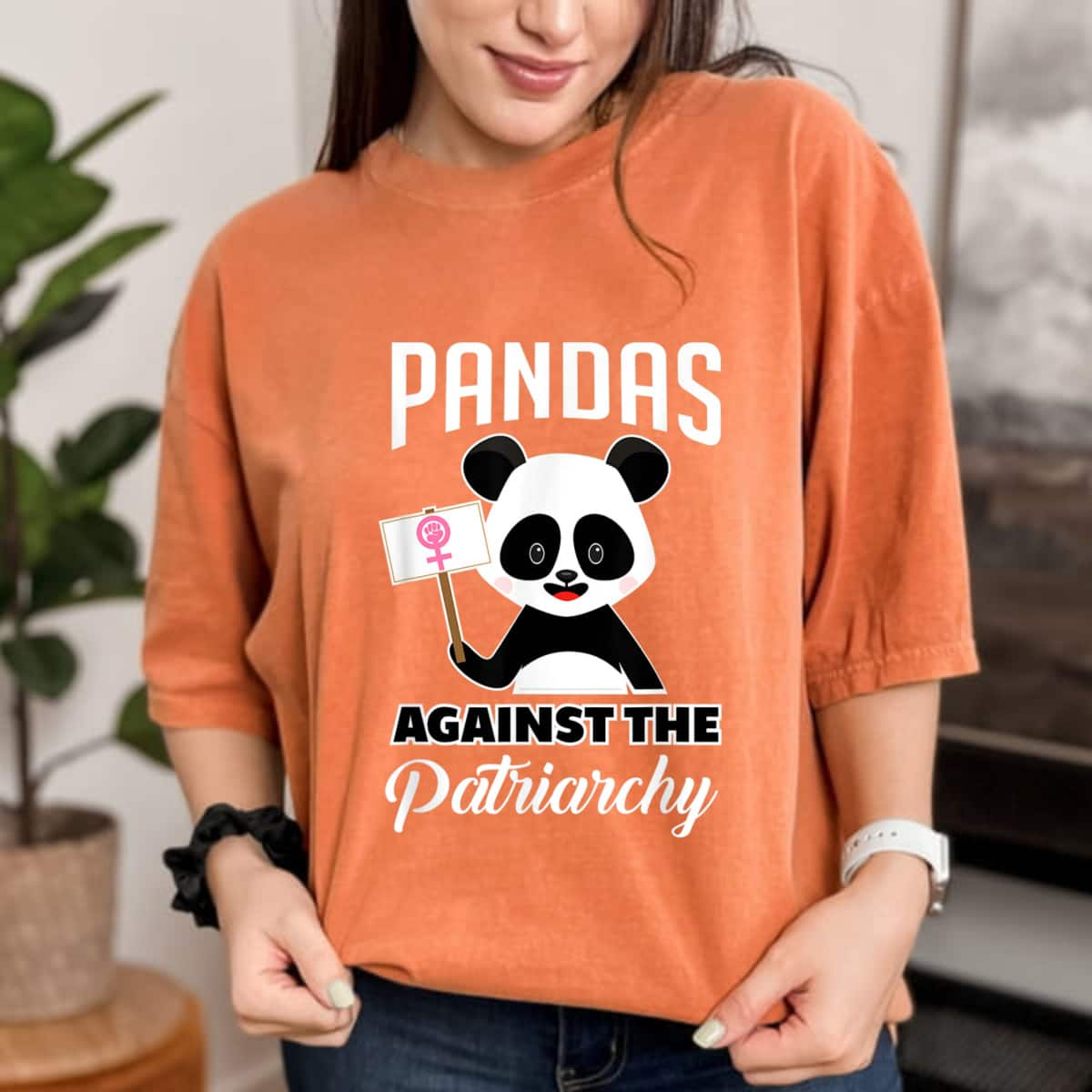 Strong Women Pandas Against The Patriarchy Humorous Feminism T-Shirt