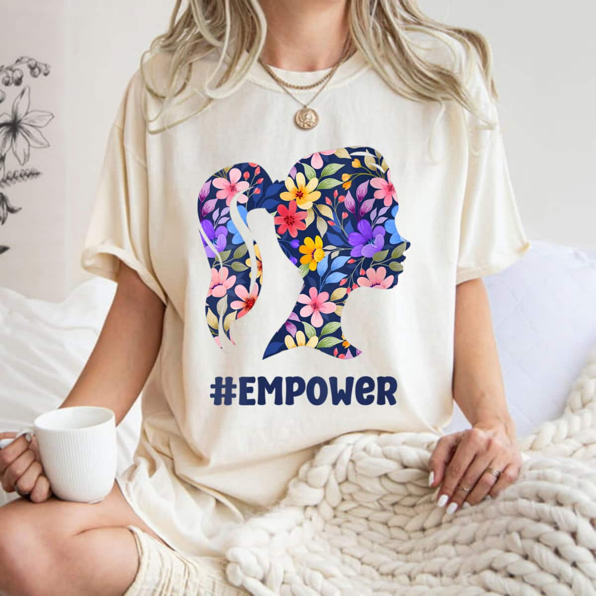 Strong Women Empower Women Equality Floral T-Shirt