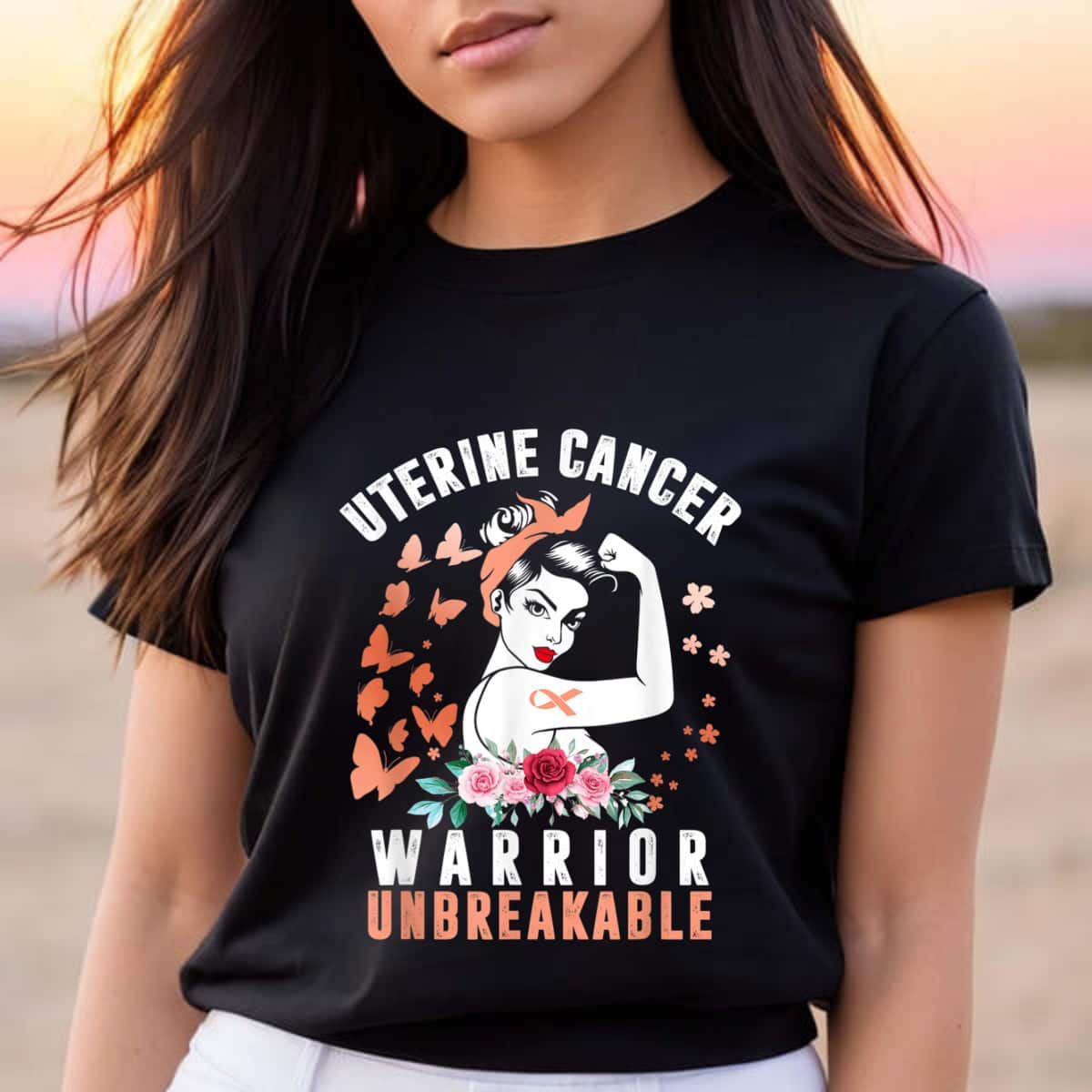 Strong Women Uterine Cancer Awareness Warrior Unbreakable T-Shirt