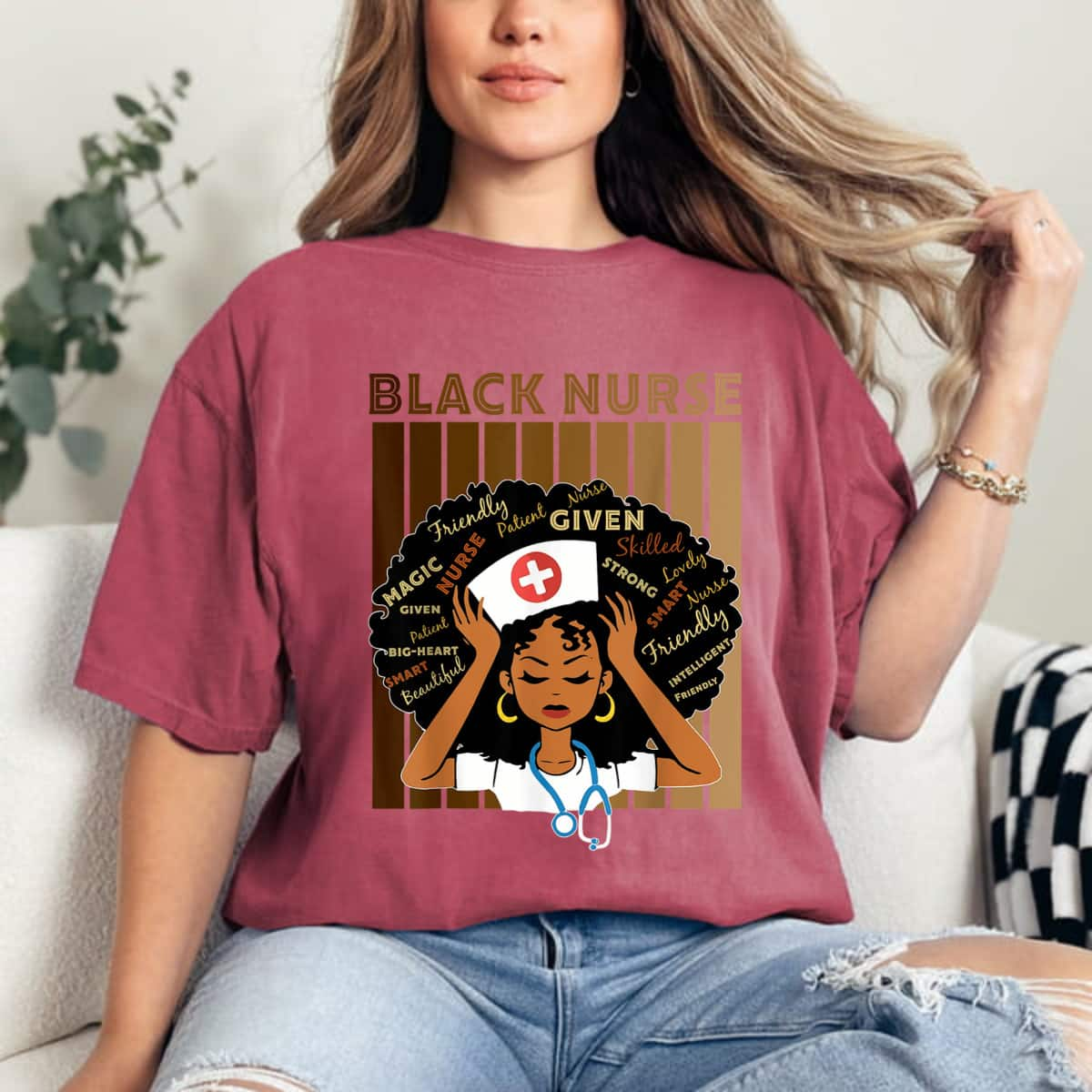 Strong Women Black Nurse Black Girl Magic Strong For Black History Month T-Shirt