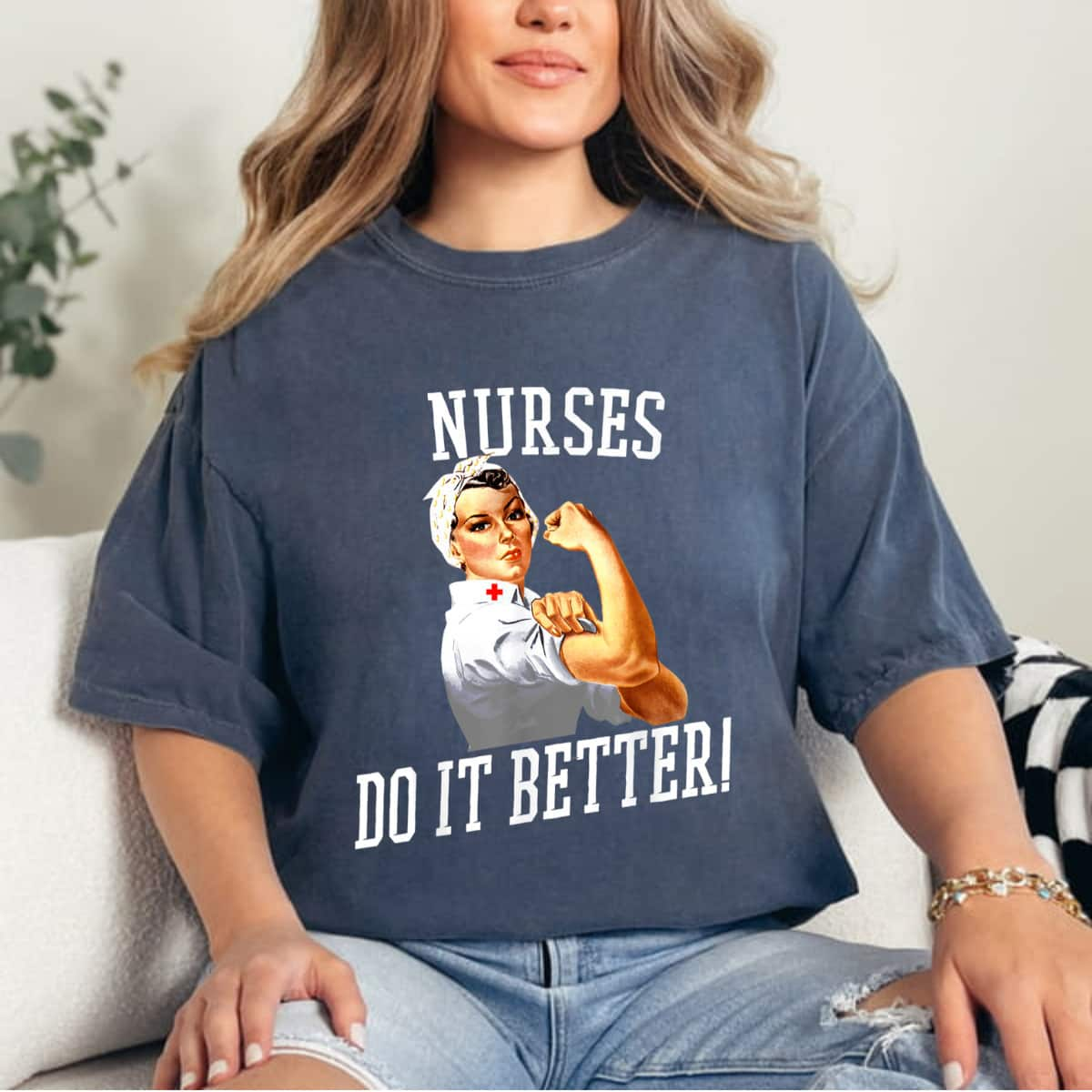 Nurses Do It Better Art -Nurse Rosie Riveter Nurse T-Shirt