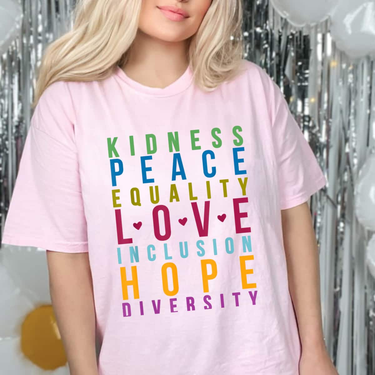 Peace Love Inclusion Equality Diversity Funny Colors T-Shirt