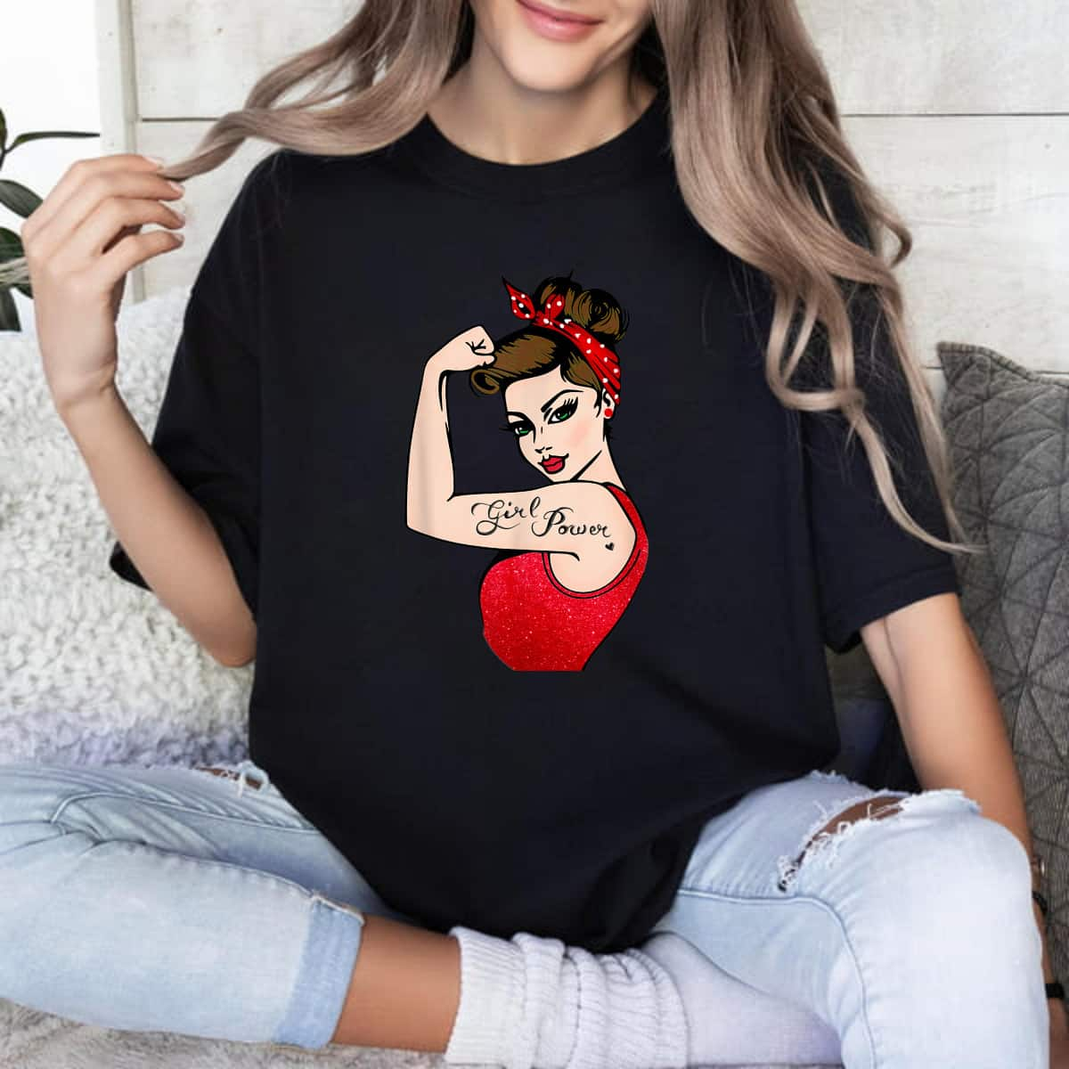 Strong Women Girl Power Feminist Rosie The Riveter T-Shirt