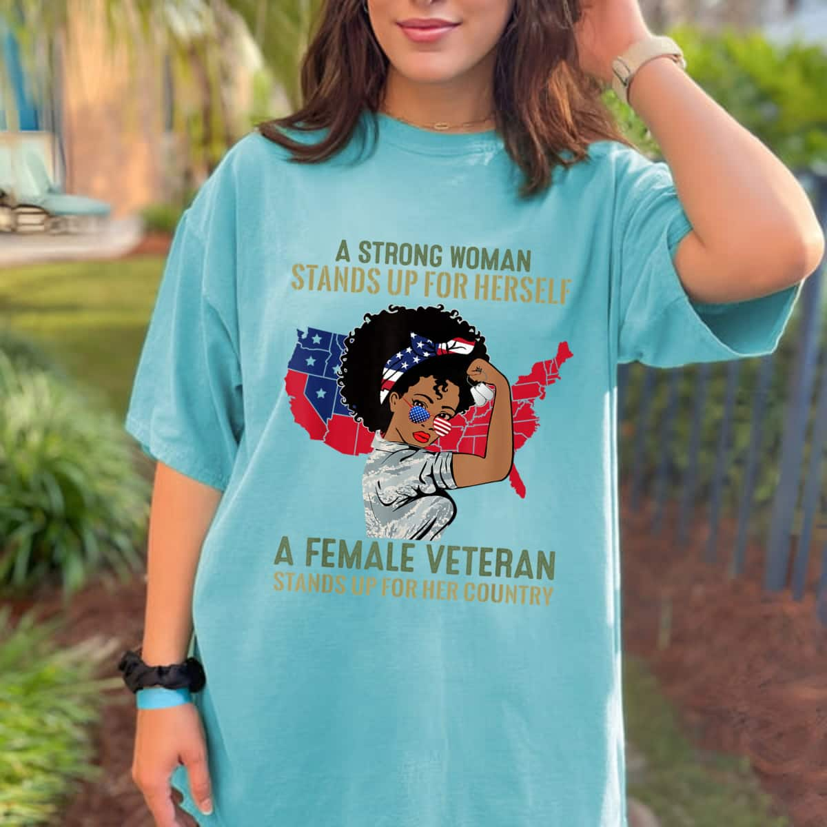 Strong Women Stands Up For Herself A Female Veteran T-Shirt