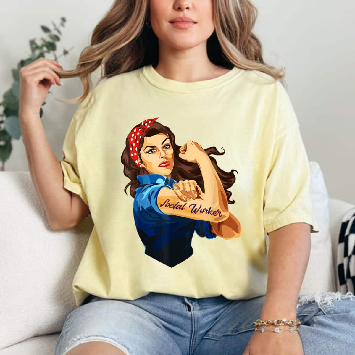 Strong Women Rosie The Riveter Social Worker Feminist T-Shirt