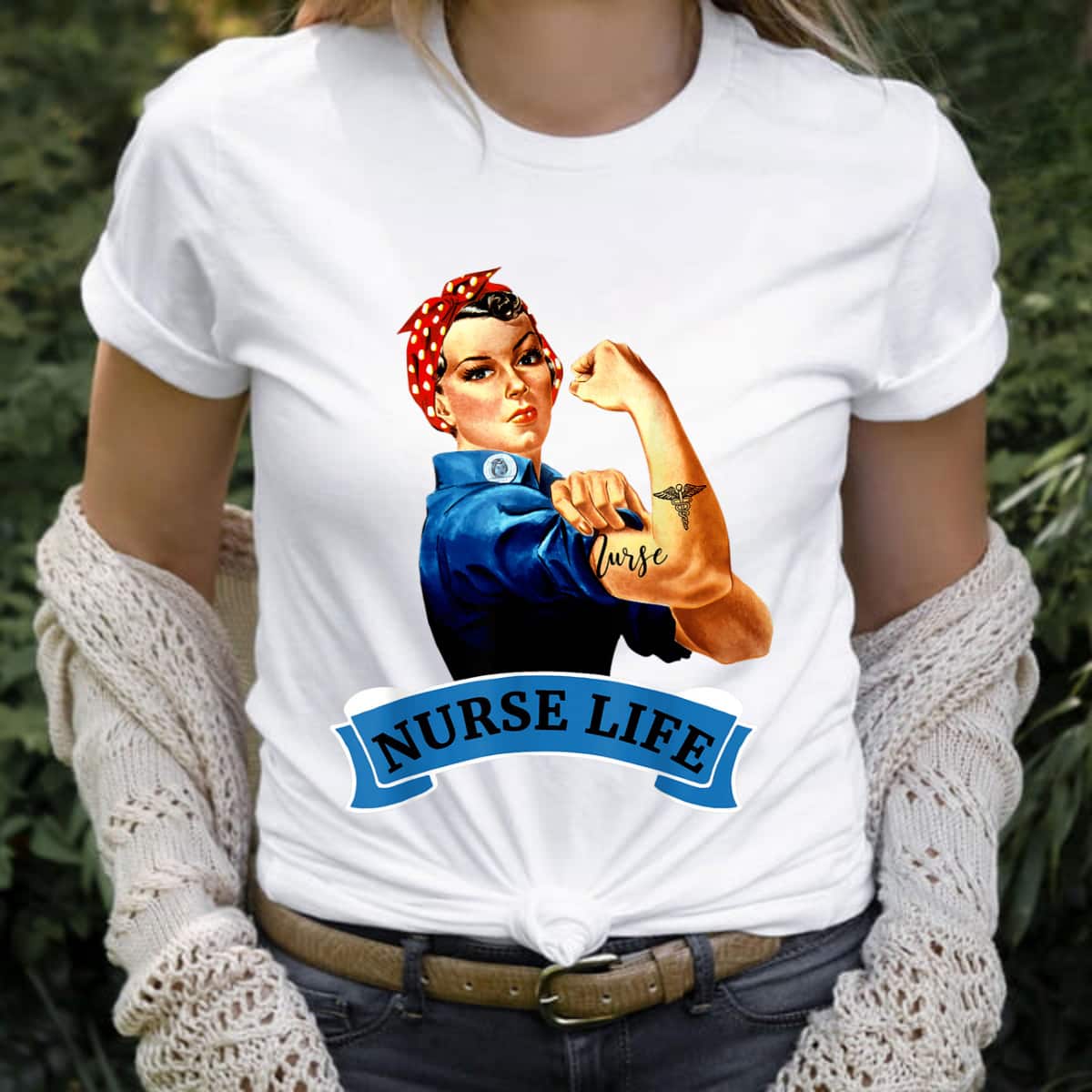 Strong Women Rosie The Riveter Vintage Retro Nurse Life Appreciation Feminist T-Shirt