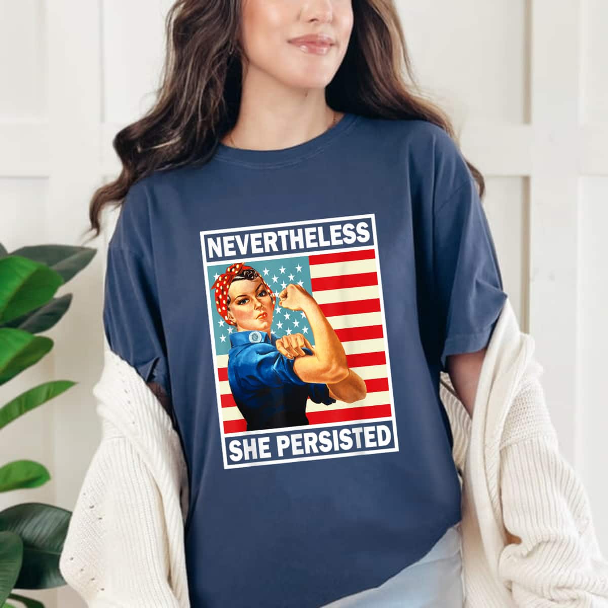Strong Women She Was Warned She Persisted Rosie The Riveter Feminist T-Shirt