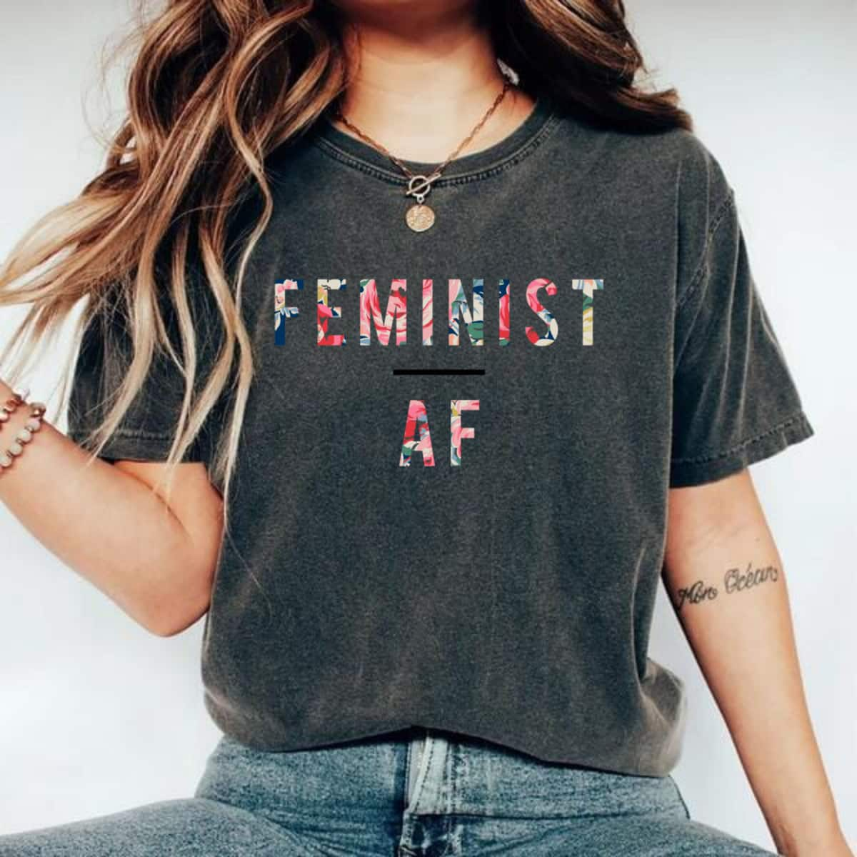 Strong Women Feminist AF Equality Floral Empowerment T-Shirt