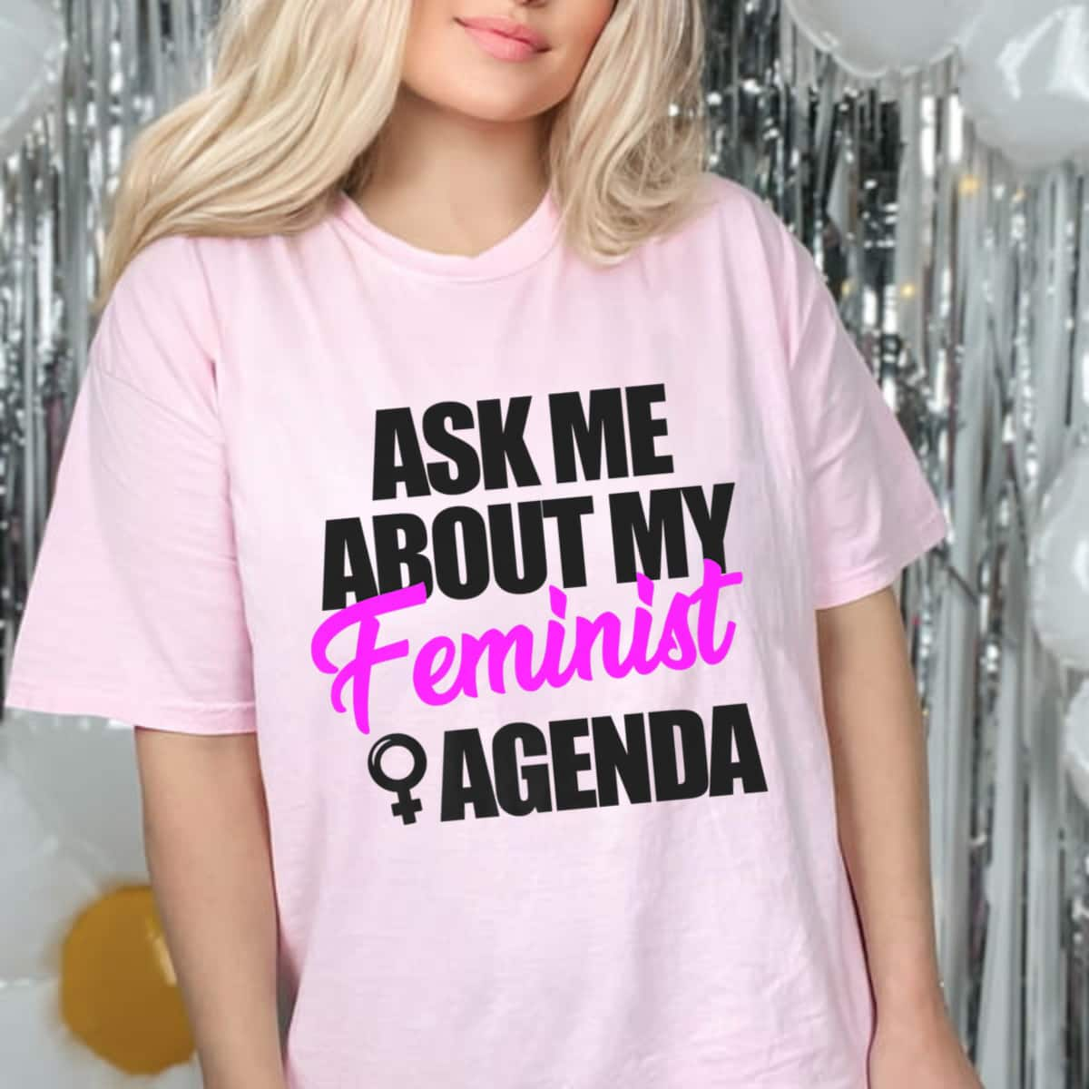 Strong Women Ask Me About My Feminist Agenda Symbol Premium T-Shirt