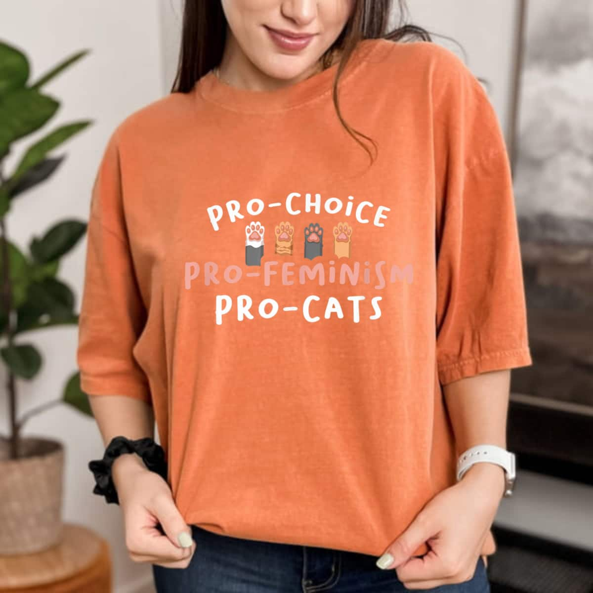 Strong Women Pro Choice Pro Feminism Pro Cat For A Feminist Feminism T-Shirt