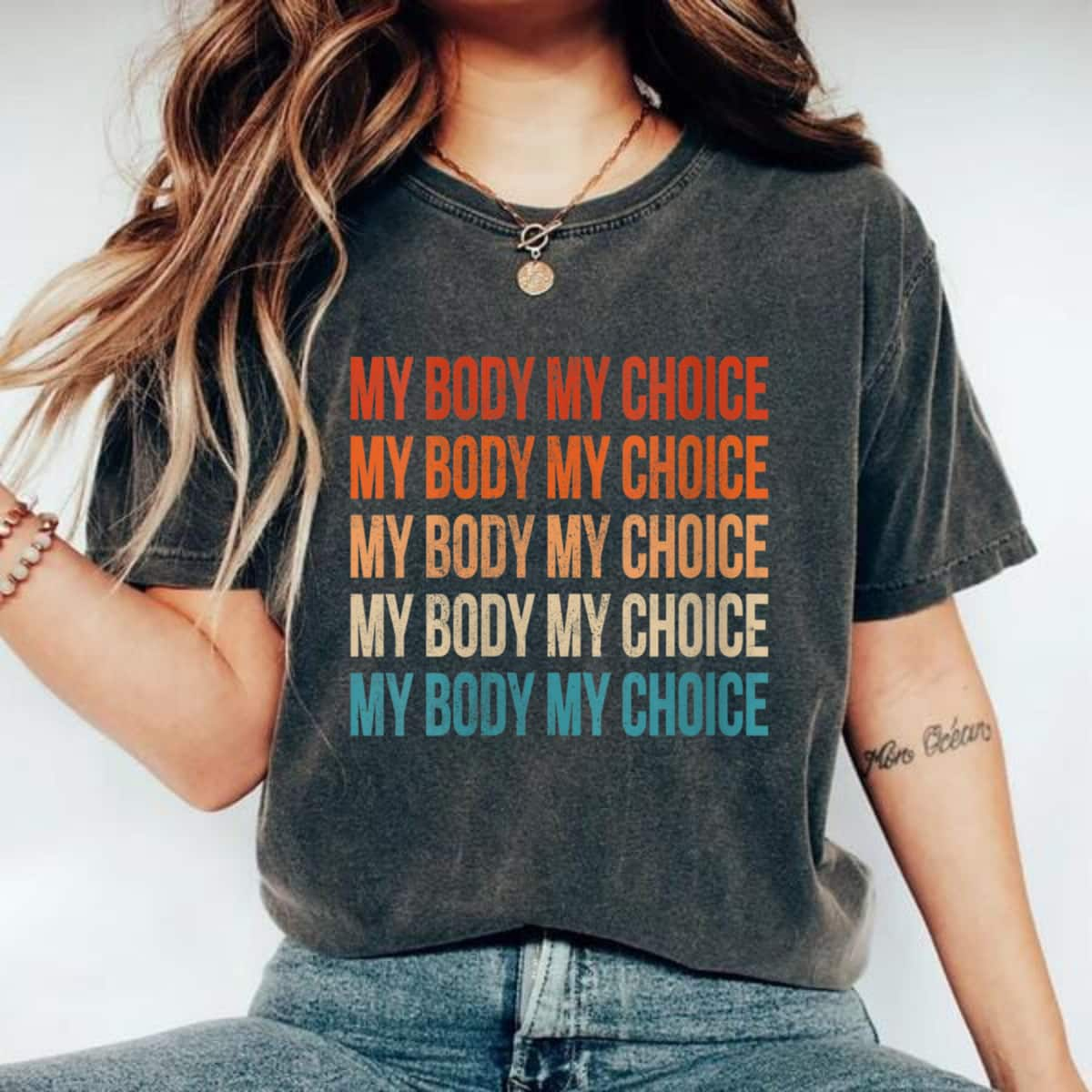 Strong Women My Body My Choice Vaccine Feminist Vintage T-Shirt