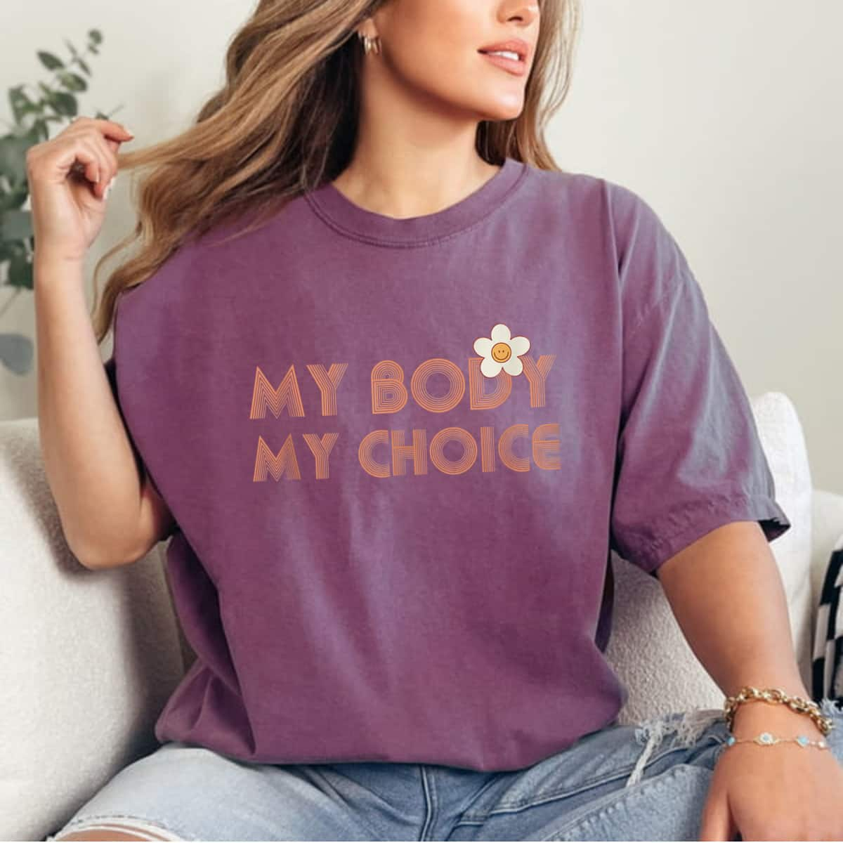 Strong Women My Body My Choice US Flag Feminist Rights T-Shirt