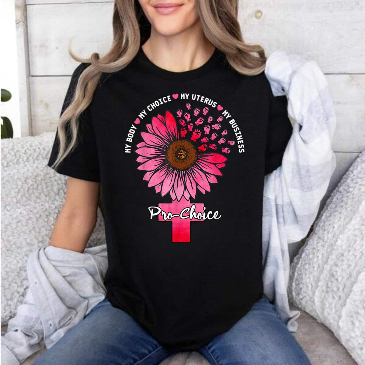 Strong Women My Body My Choice Pink, My Uterus Pink Awareness T-Shirt