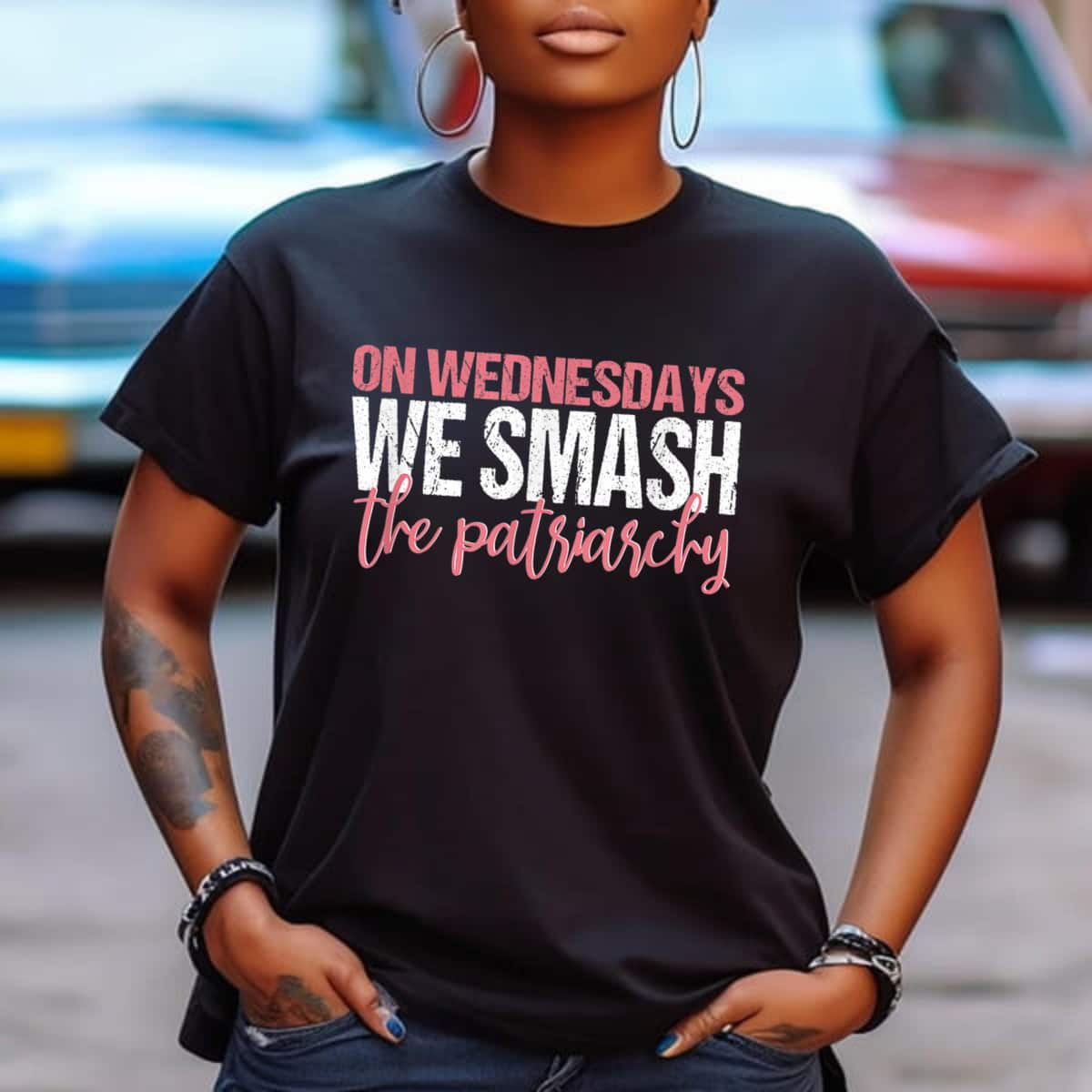 Strong Women Empowerment On Wednesdays We Smash The Patriarchy Feminist T-Shirt