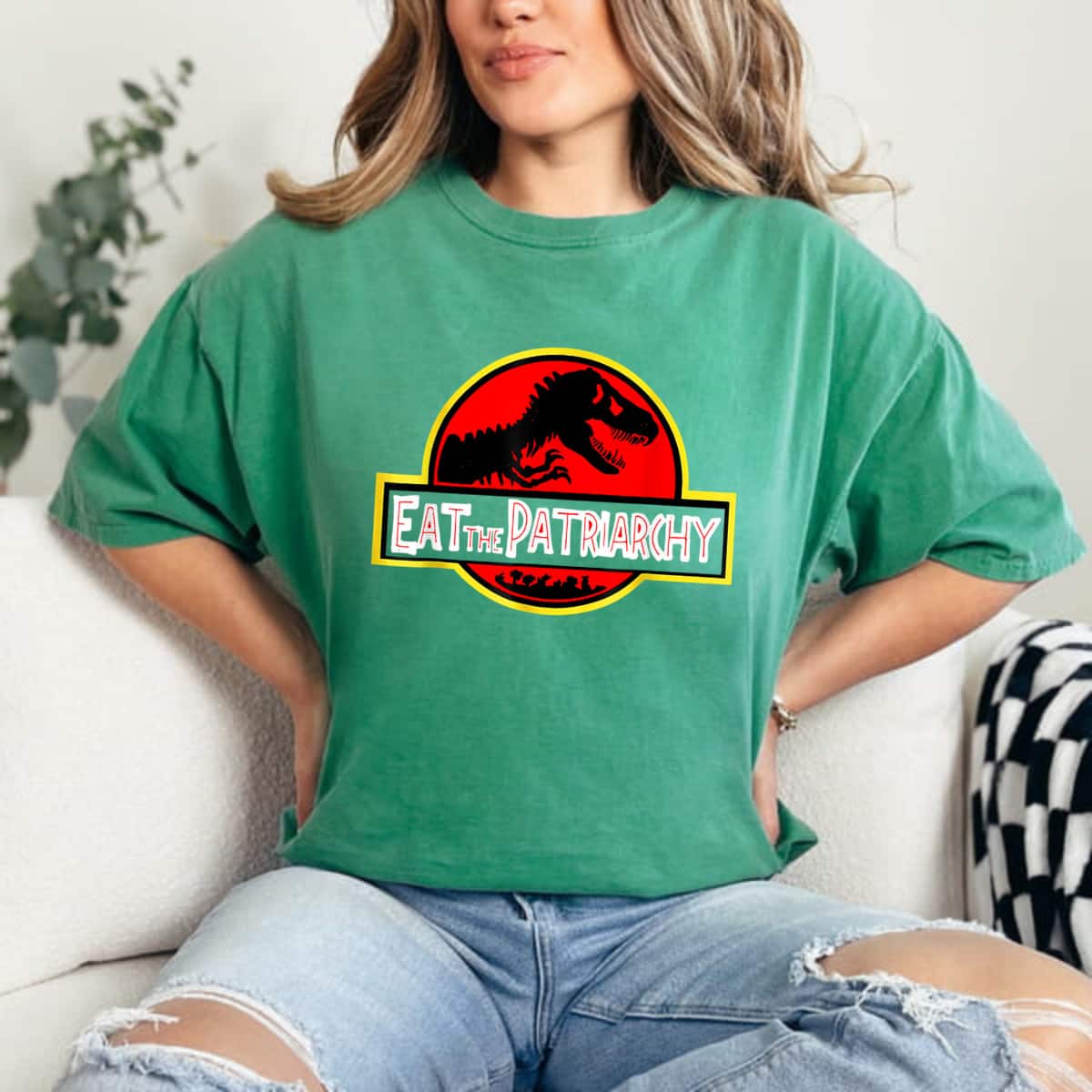Strong Women Eat The Patriarchy Feminist Dinosaur T-Shirt