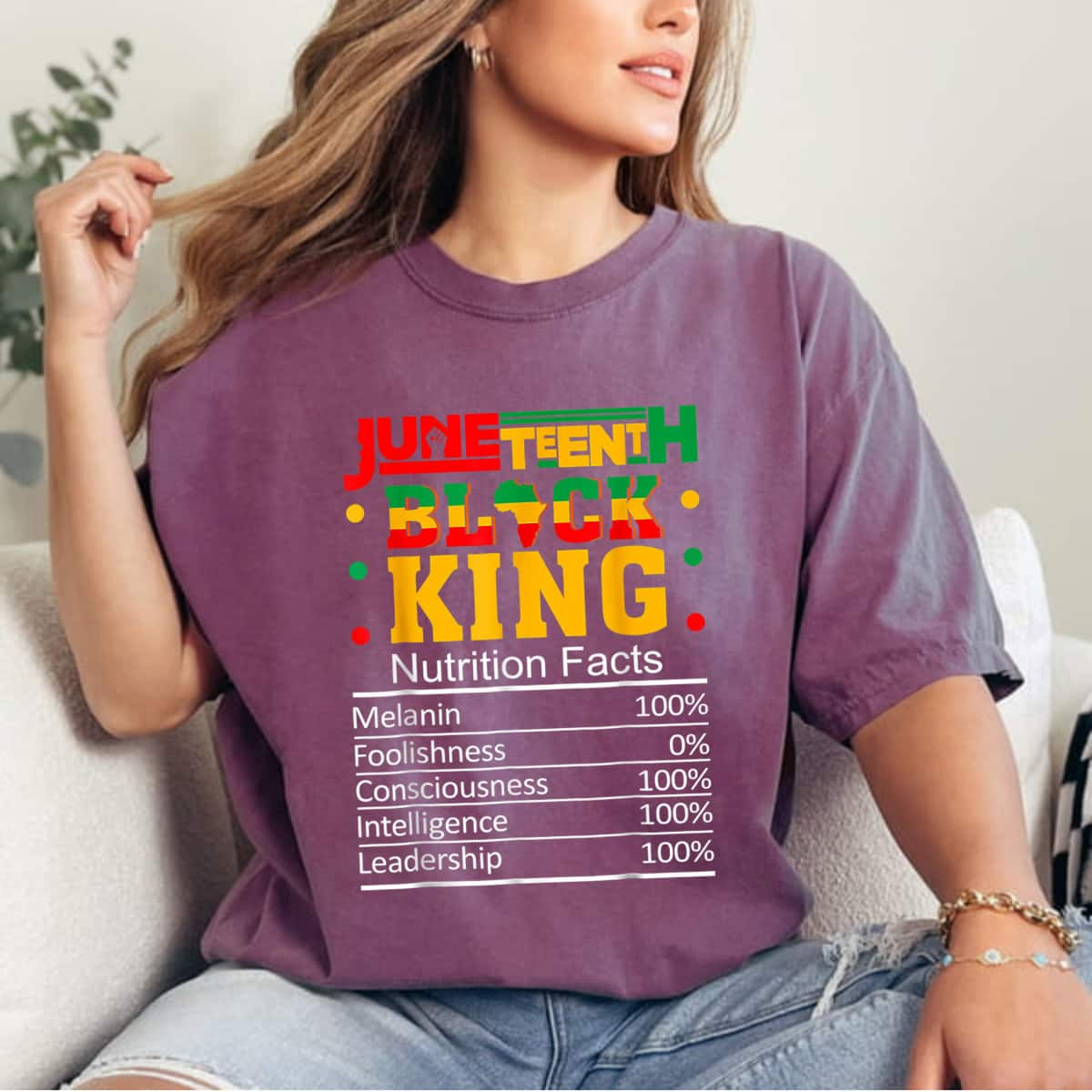 Strong Women Nutritional Facts Juneteenth 1865 Black King Black Queen T-Shirt