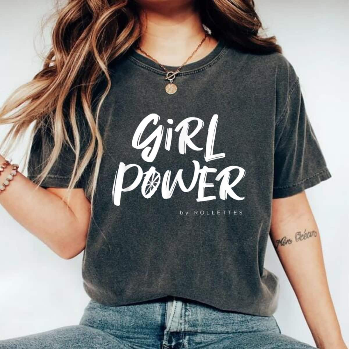 Girl Power White Logo By Rollettes T-Shirt