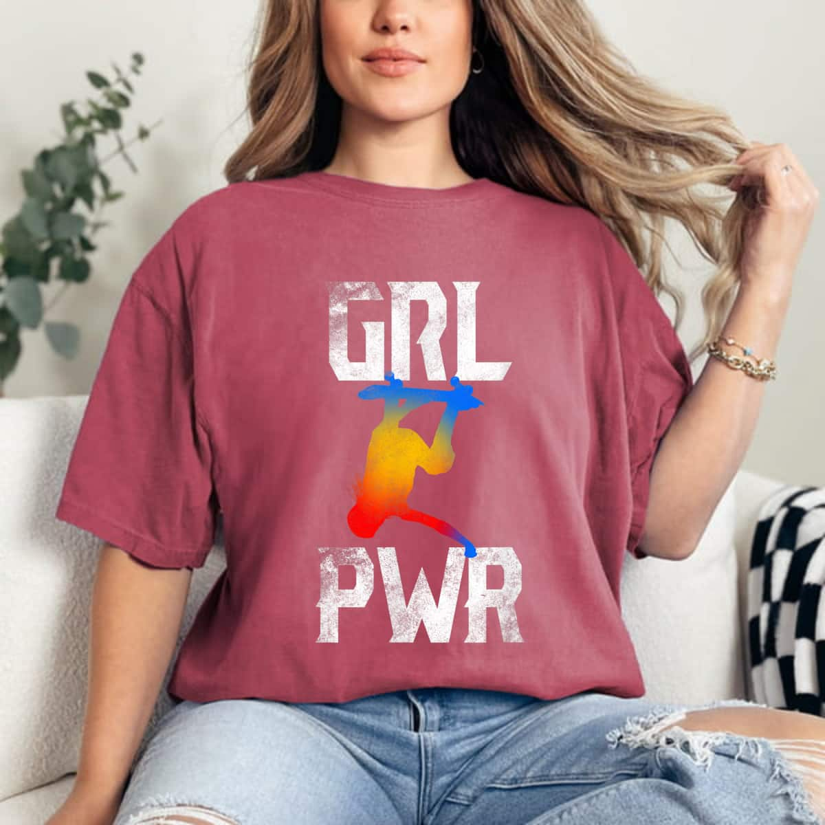 Girl Power GRL PWR Skateboarding Skate Cool USA Sk8 Not Crime T-Shirt