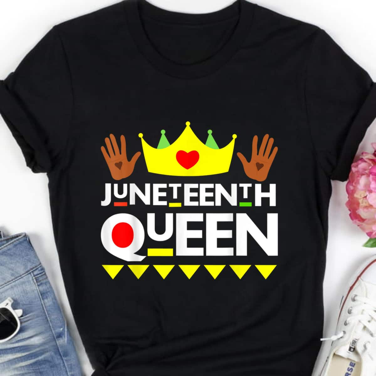 Juneteenth Queen Black Girl Magic Melanin Poppin Girl Power T-Shirt