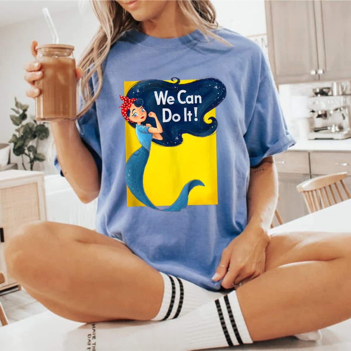 Rosie The Riveter Retro Mermaid Vintage We Can Do It T-Shirt