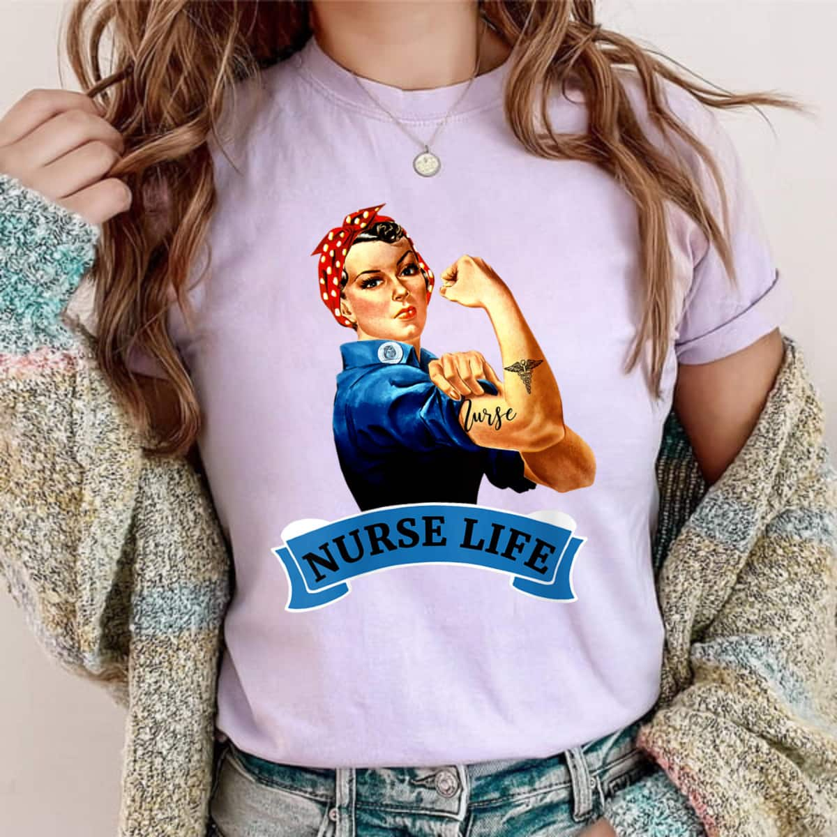 Womens Rosie The Riveter Vintage Nurse Life RN Appreciation Gift T-Shirt