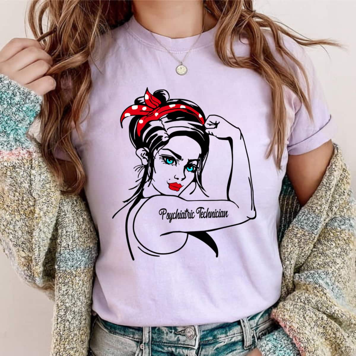 Psychiatric Technician Rosie The Riveter Pin Up T-Shirt