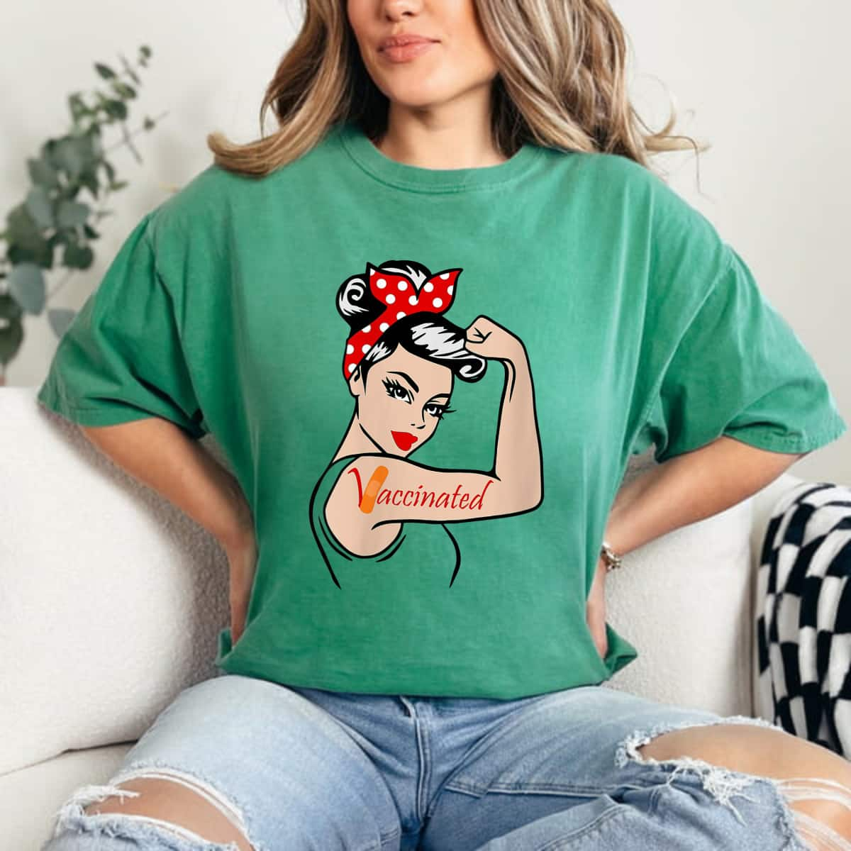 Womens Vaccinated Rosie The Riveter T-Shirt