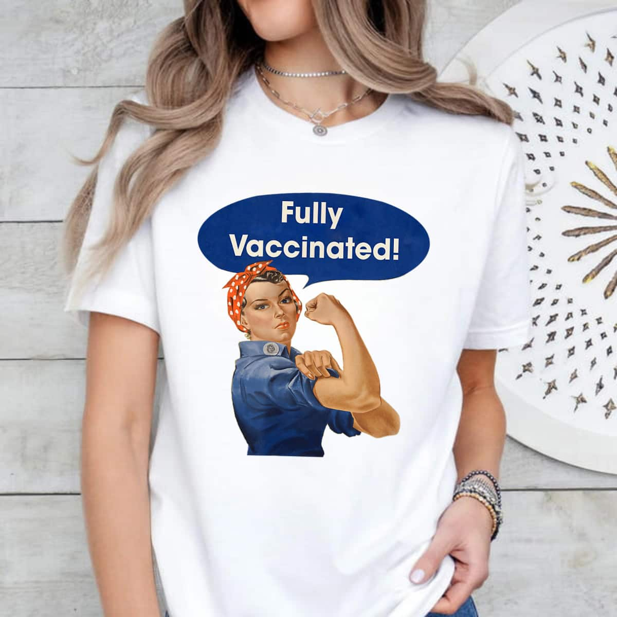 Vaccinated Fully Rosie The Riveter I'm Vaccinated Womens T-Shirt