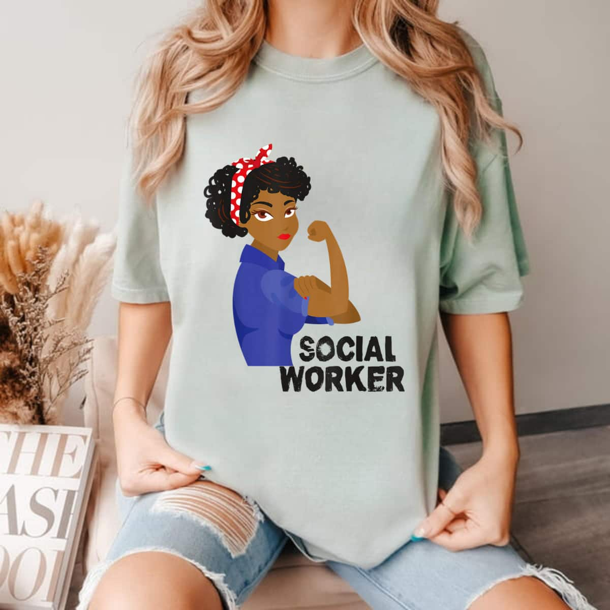 Black Social Worker Rosie The Riveter T-Shirt