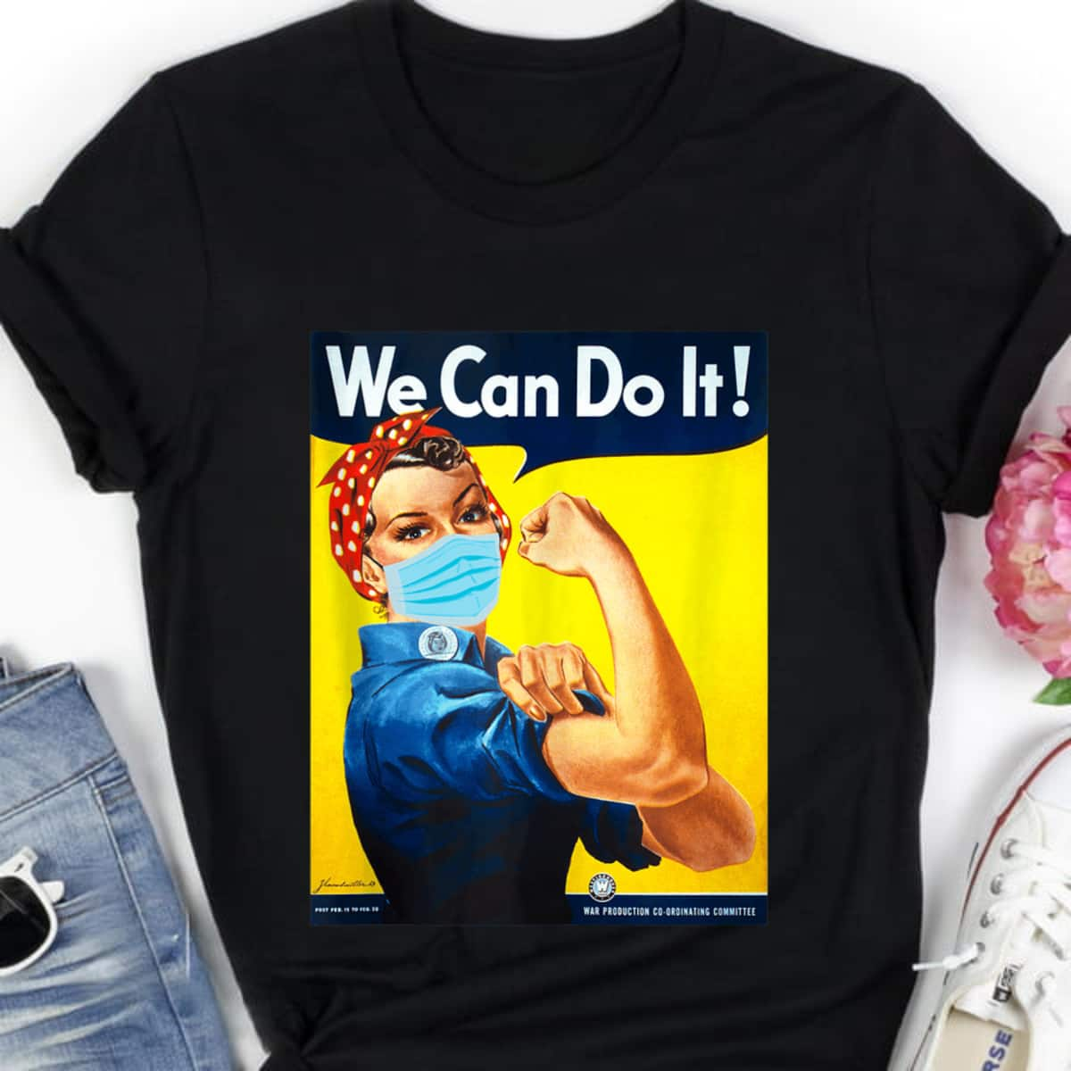 Rosie The Riveter Face We Can Do It Face Mask Edition T-Shirt