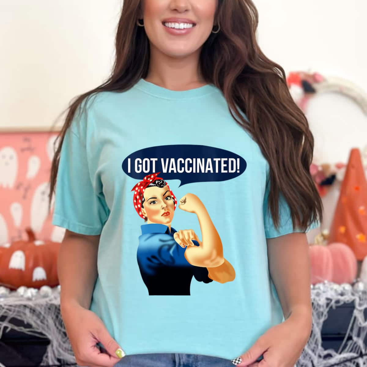 Womens Pro Vaccine Vaccinated Rosie The Riveter Vaccinator T-Shirt