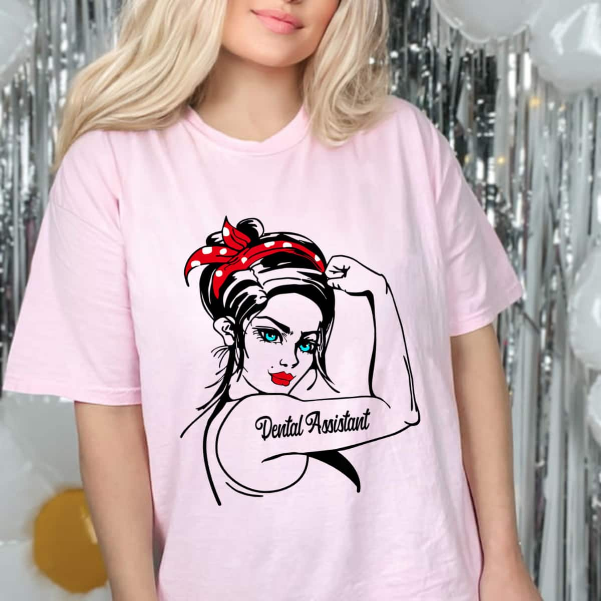 Dental Assistant Rosie The Riveter Pin Up T-Shirt